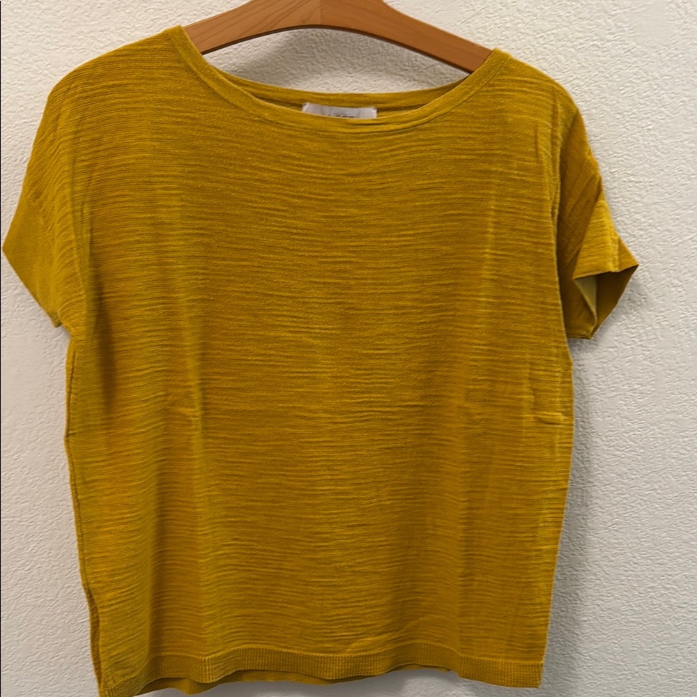 LOFT Yellow Boxy Short Sleeve Tee